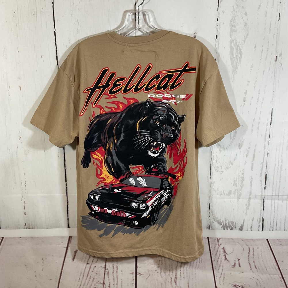 Reason x Dodge Hellcat SRT Panther Graphic T-Shirt Mens L Tan Limited Edition